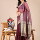 Shree Shyam Fashion Purple Organza Woven Zari Work Traditional Tassel Saree