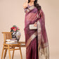 Shree Shyam Fashion Purple Organza Woven Zari Work Traditional Tassel Saree