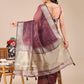 Shree Shyam Fashion Purple Organza Woven Zari Work Traditional Tassel Saree