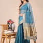 Shree Shyam Fashion Sea Green Organza Woven Zari Work Traditional Tassel Saree