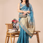 Shree Shyam Fashion Sea Green Organza Woven Zari Work Traditional Tassel Saree