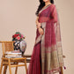 Shree Shyam Fashion Magenta Organza Woven Zari Work Traditional Tassel Saree