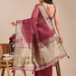 Shree Shyam Fashion Magenta Organza Woven Zari Work Traditional Tassel Saree