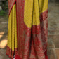 Joban Fashion Yellow Crepe Chiffon Pure Handloom Banarasi Silk Saree | Swadesiicart