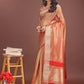 Shree Shyam Fashion Elegant Orange & Red Organza Saree with Rich Zari Border & Pallu Tassels | Premium Partywear Saree for Women