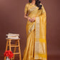 Shree Shyam Fashion Elegant Yellow & Yellow Organza Saree with Rich Zari Border & Pallu Tassels | Premium Partywear Saree for Women