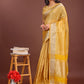 Shree Shyam Fashion Elegant Yellow & Yellow Organza Saree with Rich Zari Border & Pallu Tassels | Premium Partywear Saree for Women