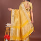 Shree Shyam Fashion Elegant Yellow & Yellow Organza Saree with Rich Zari Border & Pallu Tassels | Premium Partywear Saree for Women