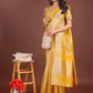 Shree Shyam Fashion Elegant Yellow & Yellow Organza Saree with Rich Zari Border & Pallu Tassels | Premium Partywear Saree for Women