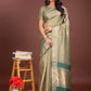 Shree Shyam Fashion Elegant Light Green & Green Organza Saree with Rich Zari Border & Pallu Tassels | Premium Partywear Saree for Women
