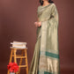 Shree Shyam Fashion Elegant Light Green & Green Organza Saree with Rich Zari Border & Pallu Tassels | Premium Partywear Saree for Women