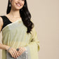 Shree Shyam Fashion Elegant Mehndi Woven Linen Saree with Contrast Zari Border & Tassels - Soft & Breathable Party Wear