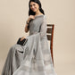 Shree Shyam Fashion Elegant Grey Woven Linen Saree with Contrast Zari Border & Tassels - Soft & Breathable Party Wear