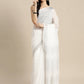 Shree Shyam Fashion Elegant White Woven Linen Saree with Contrast Zari Border & Tassels - Soft & Breathable Party Wear