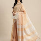 Shree Shyam Fashion Elegant Tan Woven Linen Saree with Contrast Zari Border & Tassels - Soft & Breathable Party Wear