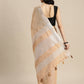 Shree Shyam Fashion Elegant Tan Woven Linen Saree with Contrast Zari Border & Tassels - Soft & Breathable Party Wear