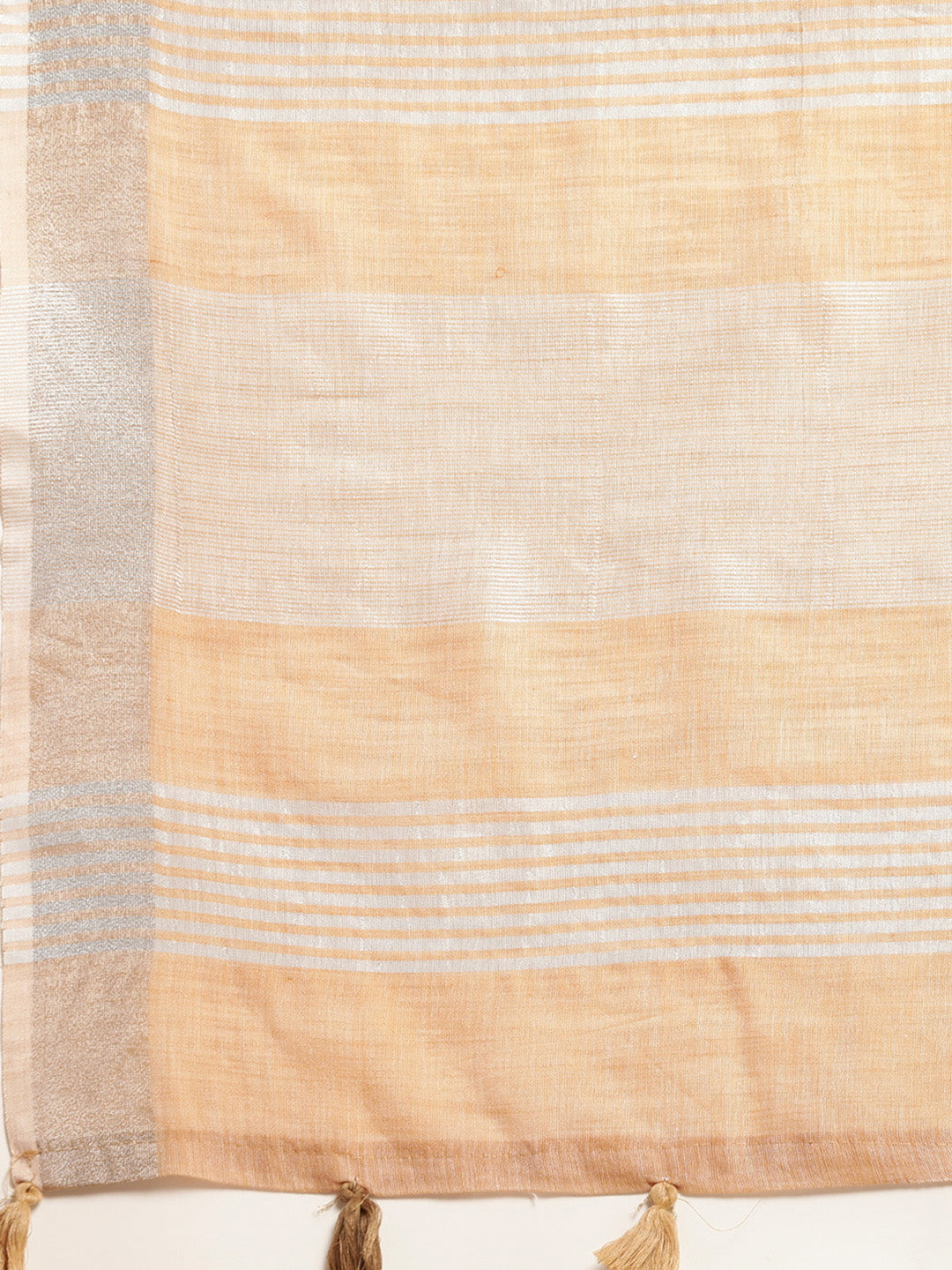 Shree Shyam Fashion Elegant Tan Woven Linen Saree with Contrast Zari Border & Tassels - Soft & Breathable Party Wear