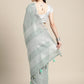 Shree Shyam Fashion Elegant Sea Green Woven Linen Saree with Contrast Zari Border & Tassels - Soft & Breathable Party Wear