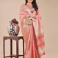 Shree Shyam Fashion Peach Organza Woven Zari Work Traditional Tassel Saree