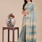 Shree Shyam Fashion Sea Green Organza Woven Zari Work Traditional Tassel Saree