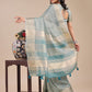 Shree Shyam Fashion Sea Green Organza Woven Zari Work Traditional Tassel Saree