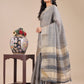 Shree Shyam Fashion Grey Organza Woven Zari Work Traditional Tassel Saree