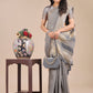 Shree Shyam Fashion Grey Organza Woven Zari Work Traditional Tassel Saree