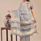Shree Shyam Fashion Grey Organza Woven Zari Work Traditional Tassel Saree