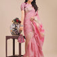 Shree Shyam Fashion Pink Organza Woven Zari Work Traditional Tassel Saree