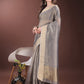 Shree Shyam Fashion Grey Organza Saree with Gold Checked Design - Elegant & Classy Traditional Wear for Formal & Festive Occasions