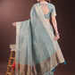 Shree Shyam Fashion Light Blue Organza Saree with Gold Checked Design - Elegant & Classy Traditional Wear for Formal & Festive Occasions