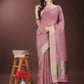 Shree Shyam Fashion Pink Organza Saree with Gold Checked Design - Elegant & Classy Traditional Wear for Formal & Festive Occasions