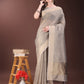Shree Shyam Fashion Beige Organza Saree with Gold Checked Design - Elegant & Classy Traditional Wear for Formal & Festive Occasions