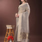 Shree Shyam Fashion Beige Organza Saree with Gold Checked Design - Elegant & Classy Traditional Wear for Formal & Festive Occasions