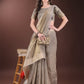 Shree Shyam Fashion Beige Organza Saree with Gold Checked Design - Elegant & Classy Traditional Wear for Formal & Festive Occasions