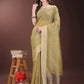 Shree Shyam Fashion Mehndi Green Organza Saree with Gold Checked Design - Elegant & Classy Traditional Wear for Formal & Festive Occasions
