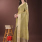 Shree Shyam Fashion Mehndi Green Organza Saree with Gold Checked Design - Elegant & Classy Traditional Wear for Formal & Festive Occasions