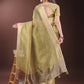 Shree Shyam Fashion Mehndi Green Organza Saree with Gold Checked Design - Elegant & Classy Traditional Wear for Formal & Festive Occasions