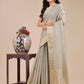 Shree Shyam Fashion Beige Organza Woven Zari Work Traditional Tassel Saree