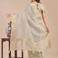 Shree Shyam Fashion Beige Organza Woven Zari Work Traditional Tassel Saree