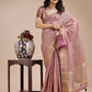 Shree Shyam Fashion Purple Organza Woven Zari Work Traditional Tassel Saree