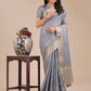 Shree Shyam Fashion Sky Blue Organza Woven Zari Work Traditional Tassel Saree