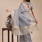 Shree Shyam Fashion Sky Blue Organza Woven Zari Work Traditional Tassel Saree