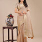 Shree Shyam Fashion Cream Organza Woven Zari Work Traditional Tassel Saree