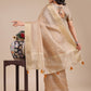 Shree Shyam Fashion Cream Organza Woven Zari Work Traditional Tassel Saree