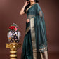 Shree Shyam Fashion Sea Green Organza Woven Zari Work Traditional Tassel Saree