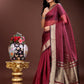 Shree Shyam Fashion Magenta Organza Woven Zari Work Traditional Tassel Saree