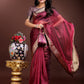 Shree Shyam Fashion Magenta Organza Woven Zari Work Traditional Tassel Saree