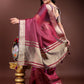 Shree Shyam Fashion Magenta Organza Woven Zari Work Traditional Tassel Saree