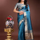 Shree Shyam Fashion Sea Green Organza Woven Zari Work Traditional Tassel Saree